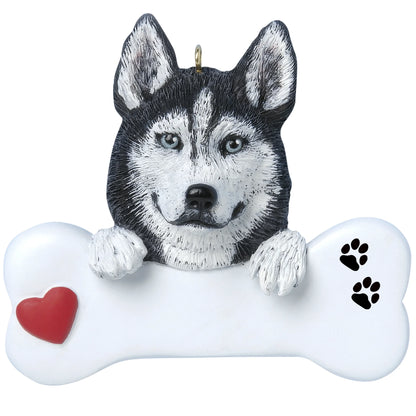 Siberian Husky Dog Bone Personalized Christmas Ornament