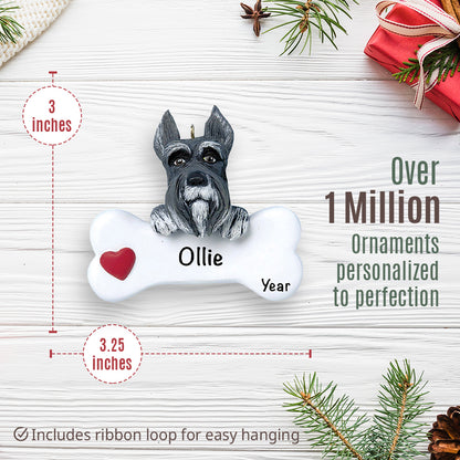 Schnauzer Dog Bone Christmas Ornament