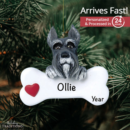 Schnauzer Dog Bone Christmas Ornament