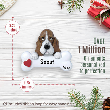 Basset Hound Dog Bone Christmas Ornament