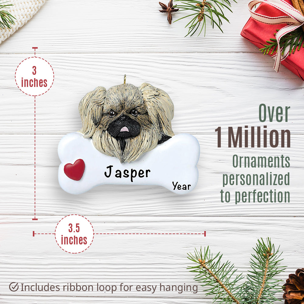 Pekingese Dog Bone Christmas Ornament