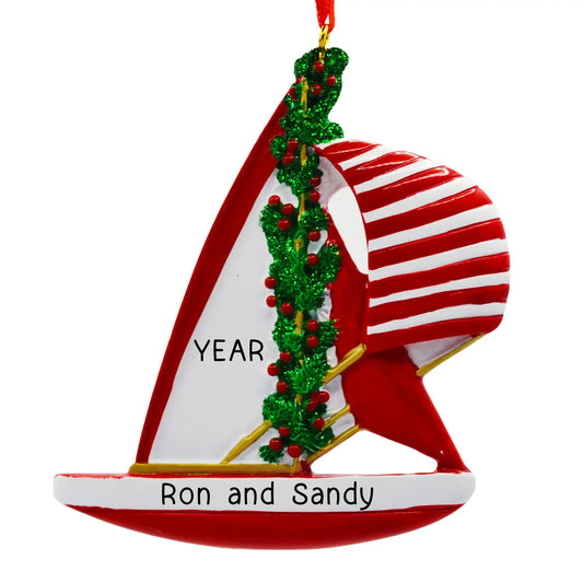 Sailboat Red Christmas Ornament