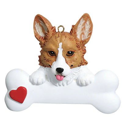 Corgi Dog Bone Christmas Ornament