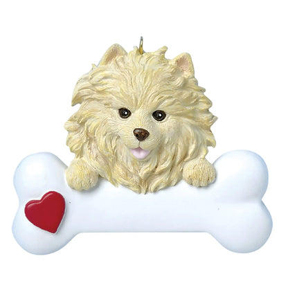 Pomeranian Dog Bone Christmas Ornament