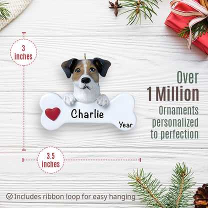 Jack Russell Dog Bone Christmas Ornament