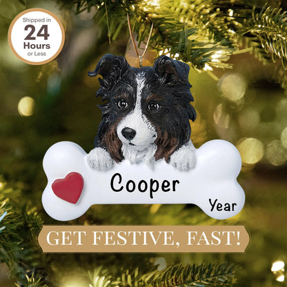 Australian Sheepdog Dog Bone Christmas Ornament