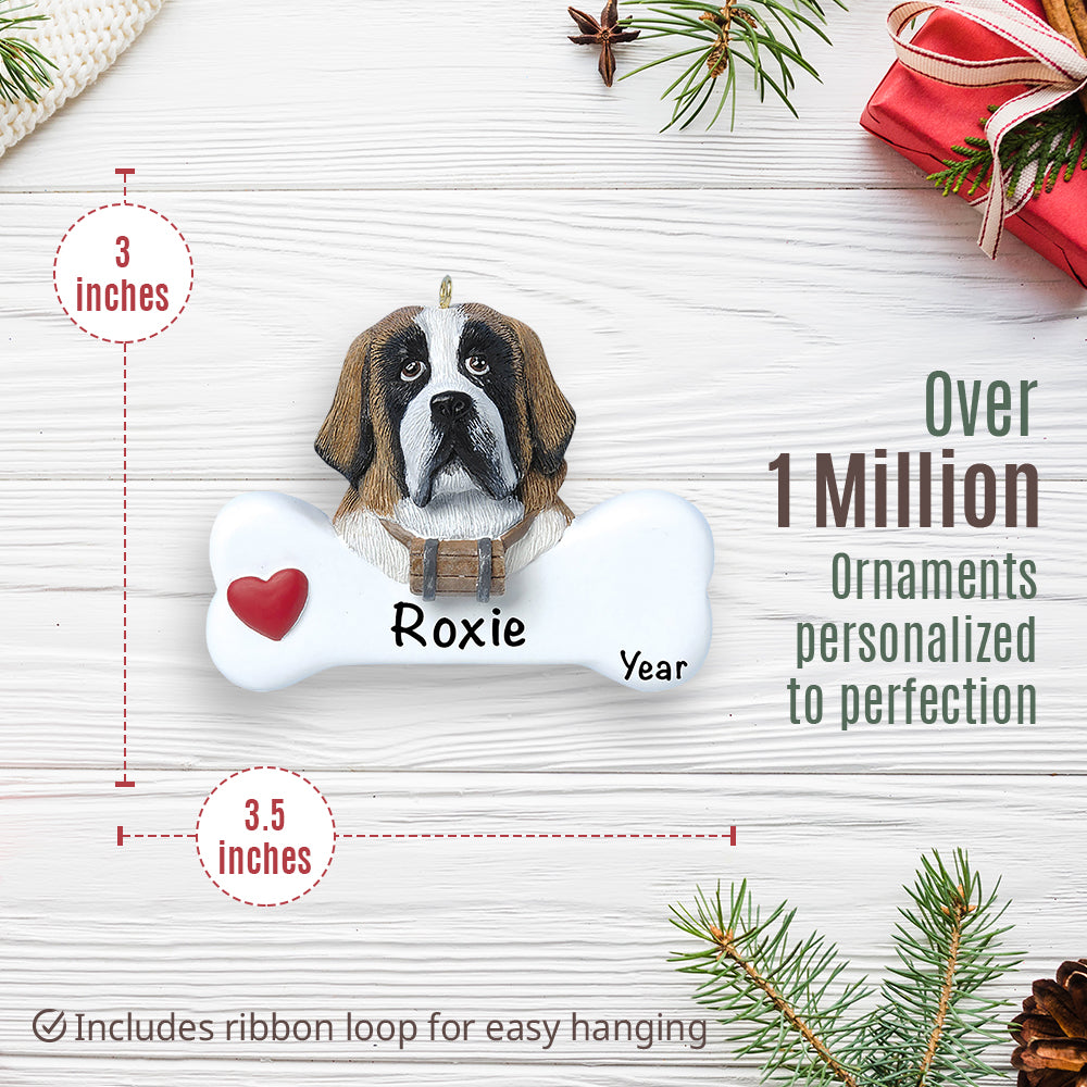 St. Bernard Dog Bone Christmas Ornament