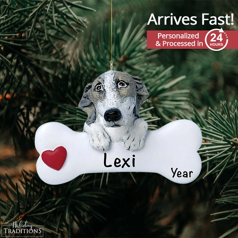 Greyhound Dog Bone Christmas Ornament