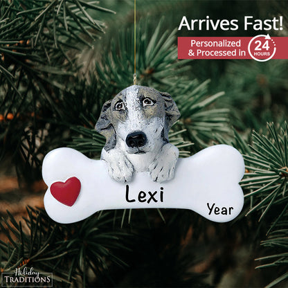 Greyhound Dog Bone Christmas Ornament