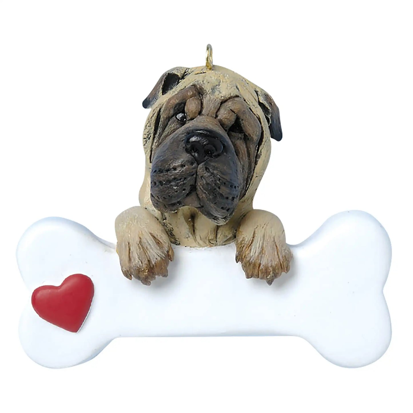 Shar Pei Dog Bone Christmas Ornament