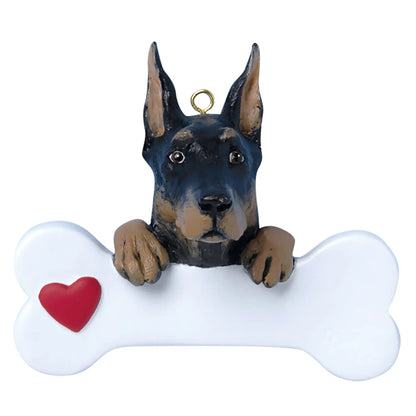 Doberman Pinscher Dog Bone Christmas Ornament