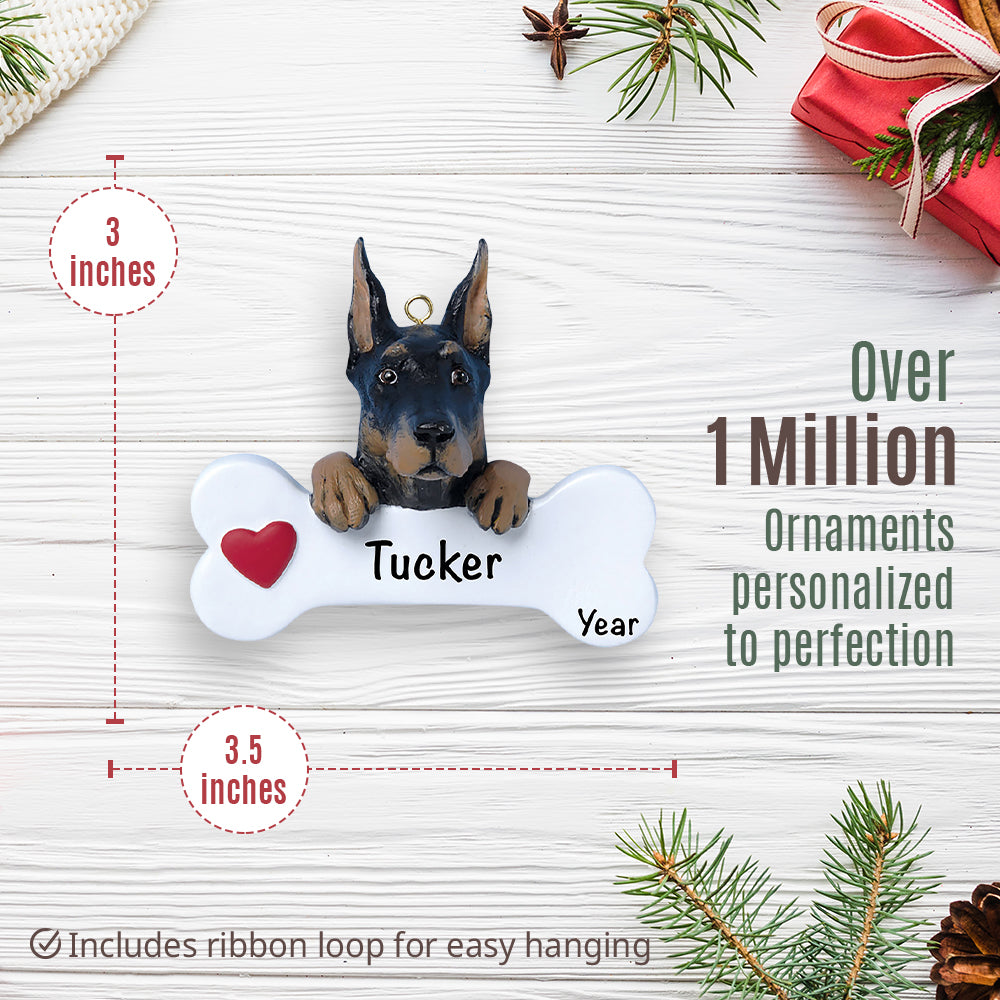 Doberman Pinscher Dog Bone Christmas Ornament