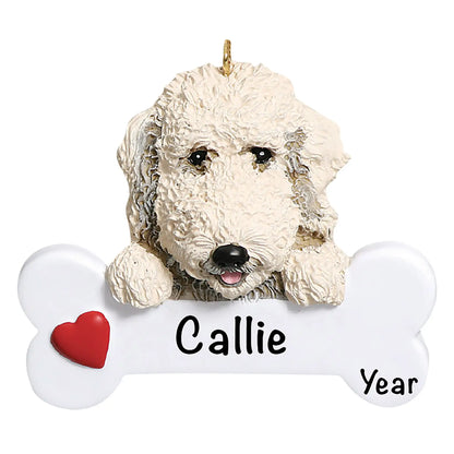 Labradoodle Dog Bone Christmas Ornament