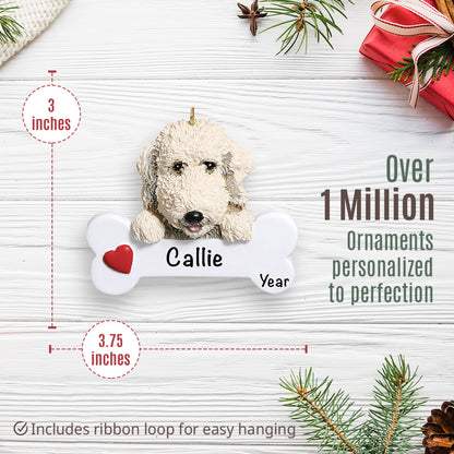 Labradoodle Dog Bone Christmas Ornament