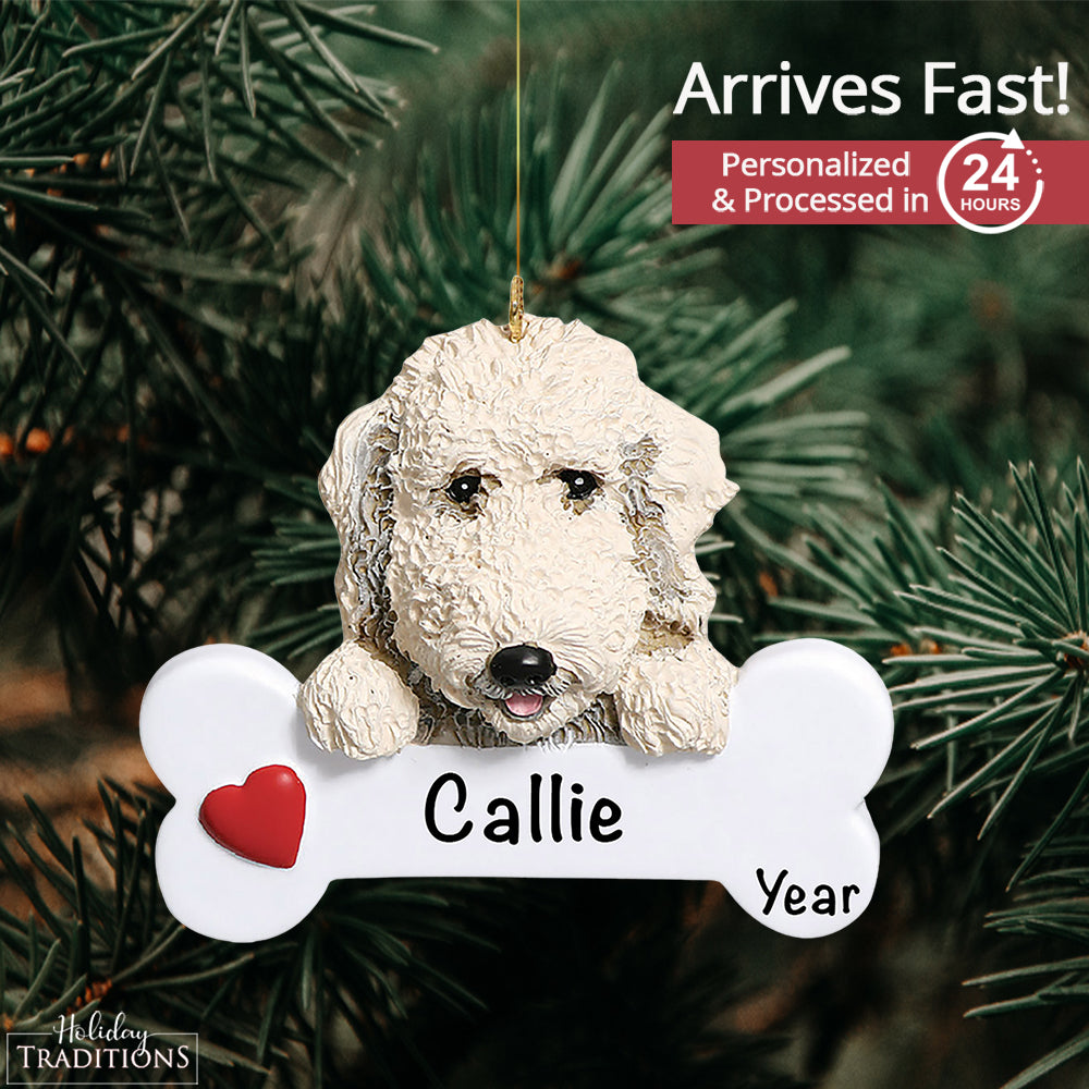 Labradoodle Dog Bone Christmas Ornament