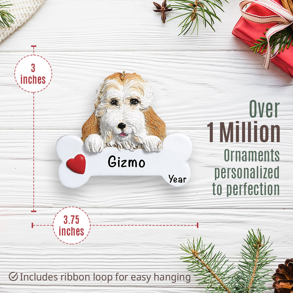 Cockapoo Dog Bone Christmas Ornament