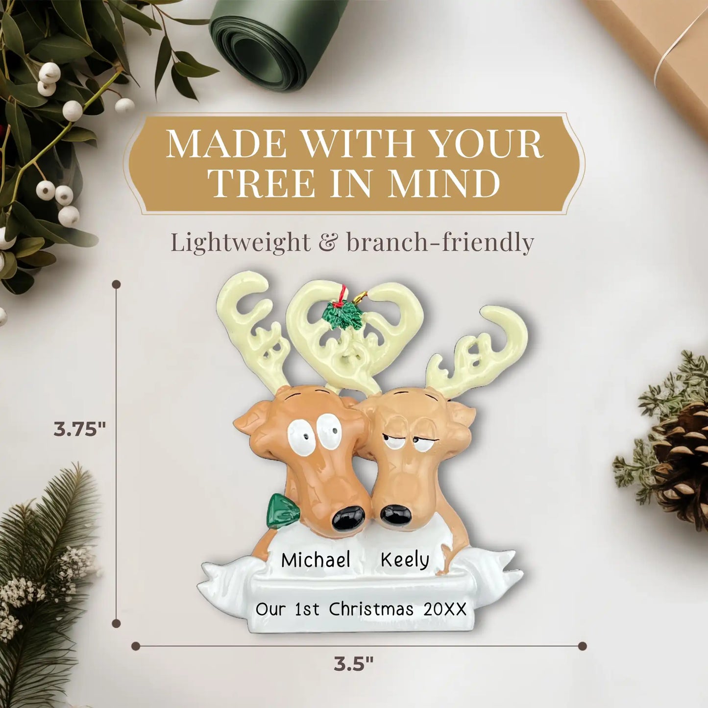 Reindeer Couple Christmas Ornament
