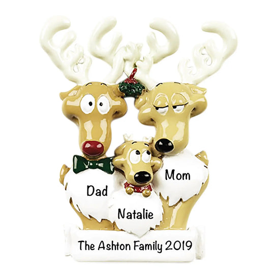 Reindeer Family of 3 Christmas Ornament