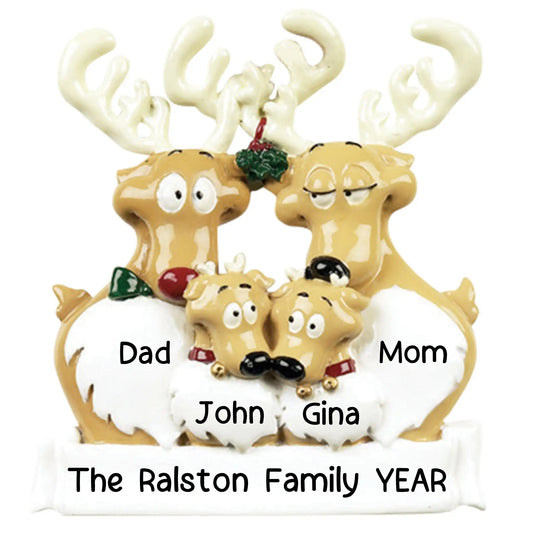 Reindeer Family of 4 Christmas Ornament