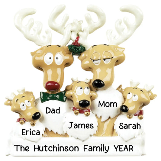 Reindeer Family of 5 Christmas Ornament