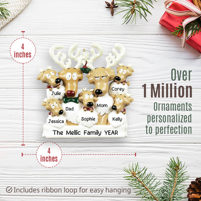 Reindeer Family of 7 Christmas Ornament