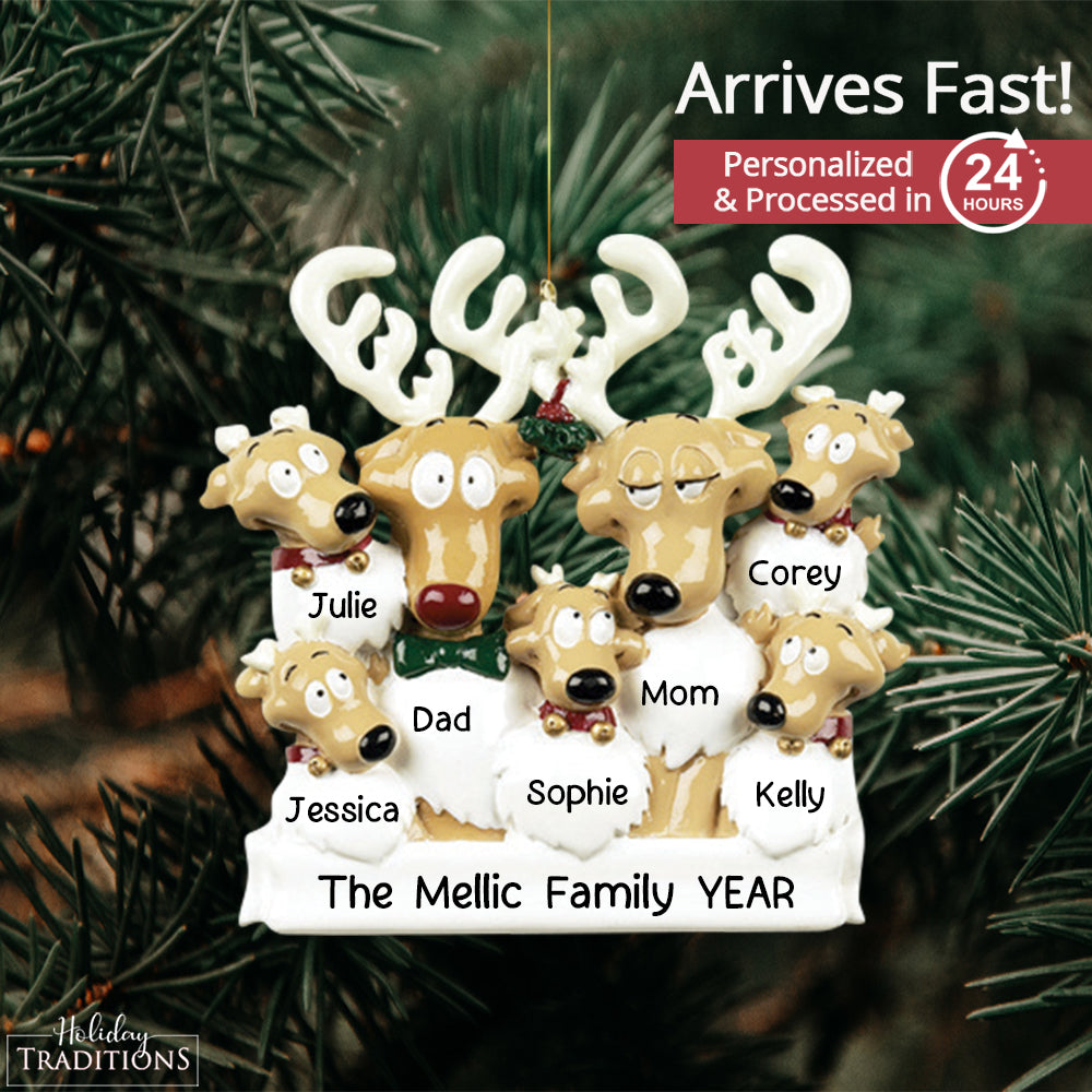 Reindeer Family of 7 Christmas Ornament