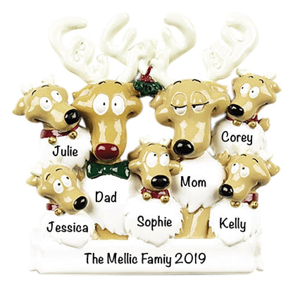 Reindeer Family of 7 Personalized Christmas Ornament