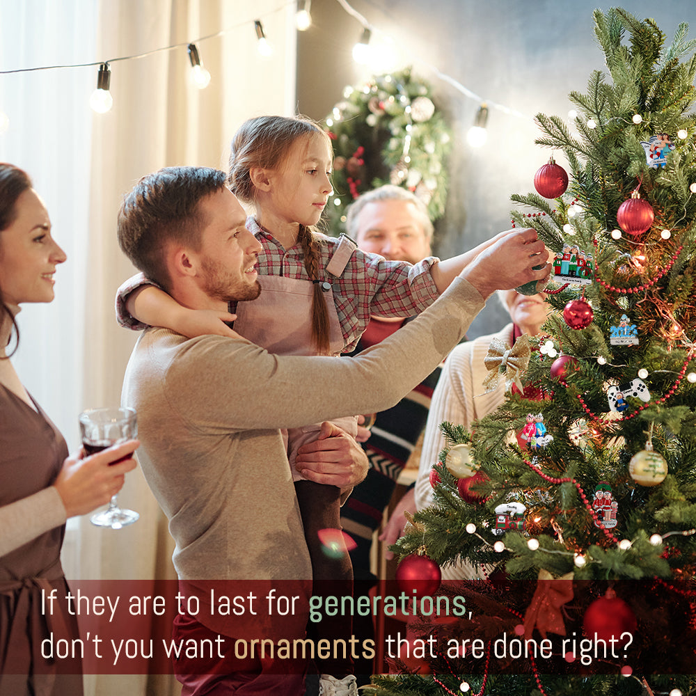 Image Stack - Personalized Christmas Ornaments Hung By Family