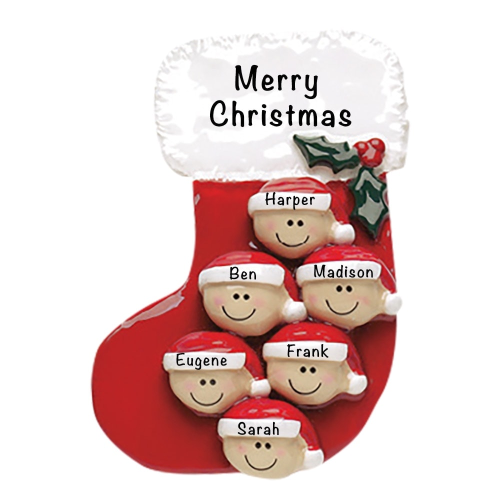 602-6 Stocking Family of 6 Personalized Christmas Ornament