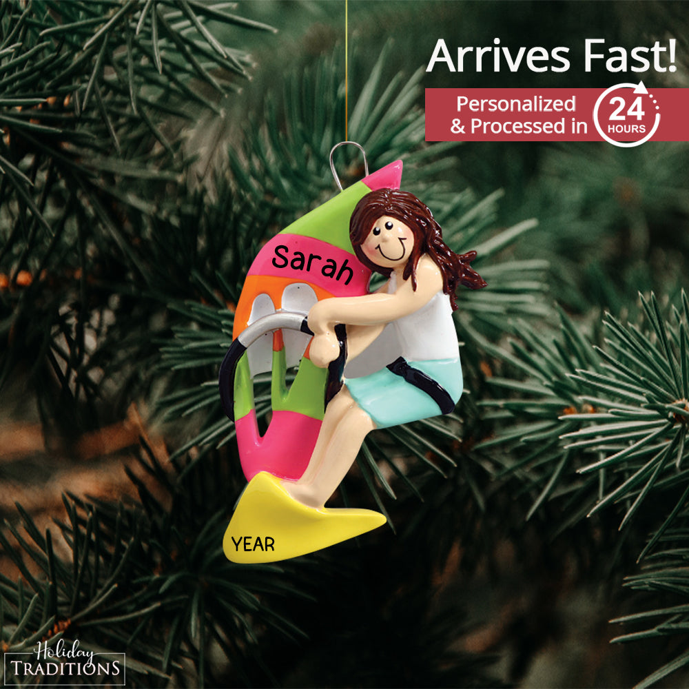 Windsurfing Girl Christmas Ornament