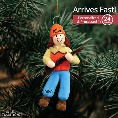 Girl Hunter Christmas Ornament