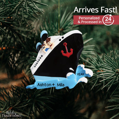 Cruise Ship Couple Christmas Ornament