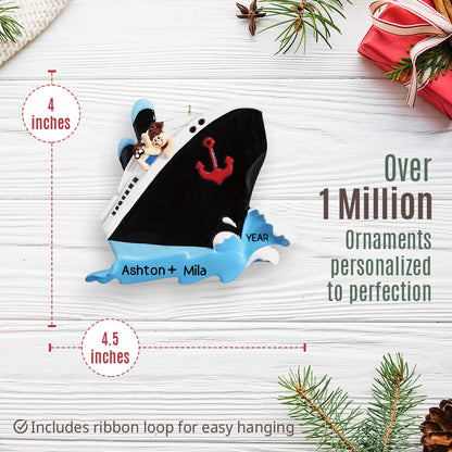 Cruise Ship Couple Christmas Ornament