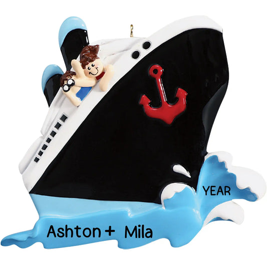 Cruise Ship Couple Christmas Ornament