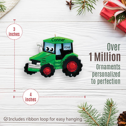 Green Tractor Toy Christmas Ornament