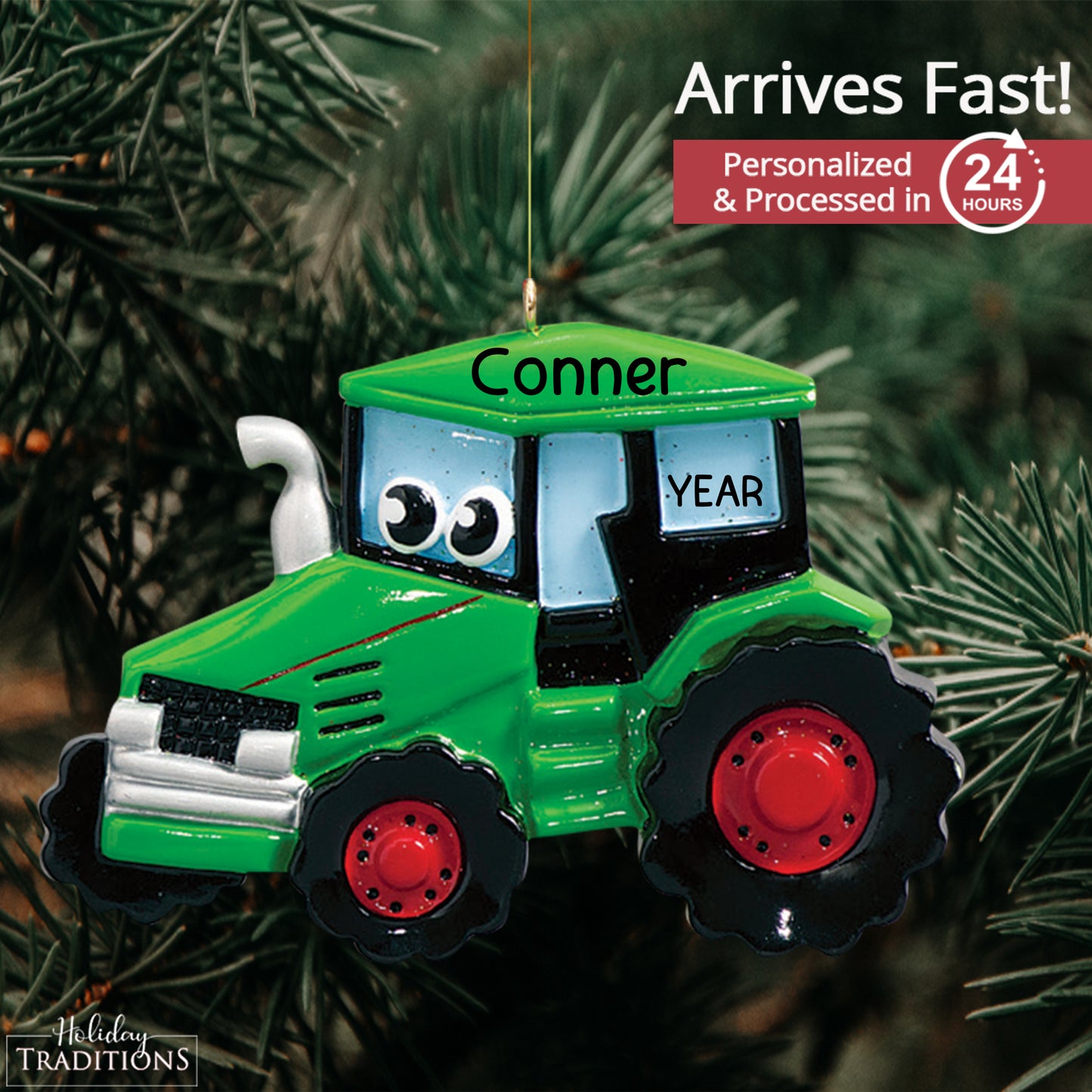 Green Tractor Toy Christmas Ornament