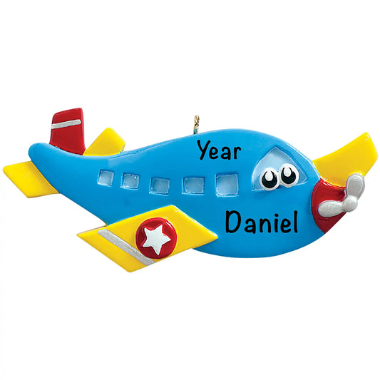 Blue Airplane Christmas Ornament