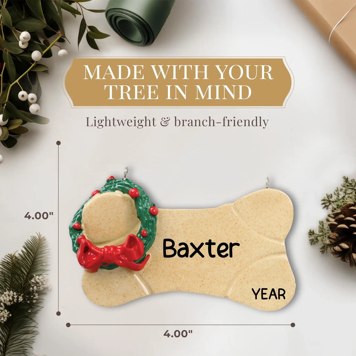 Brown Dog Bone Christmas Ornament