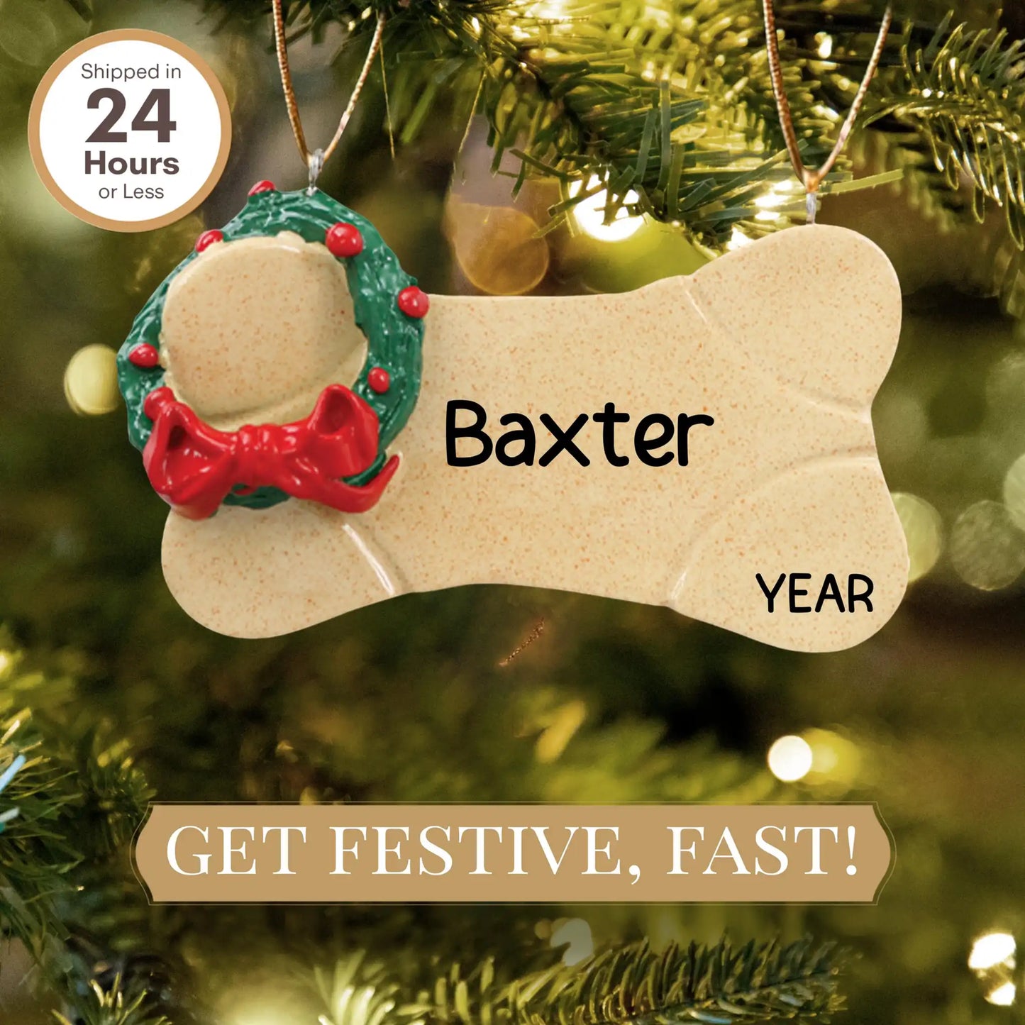 Brown Dog Bone Christmas Ornament