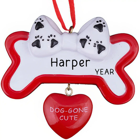 Dog Gone Cute Bone Christmas Ornament