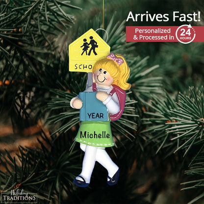 Girl School Blonde Christmas Ornament