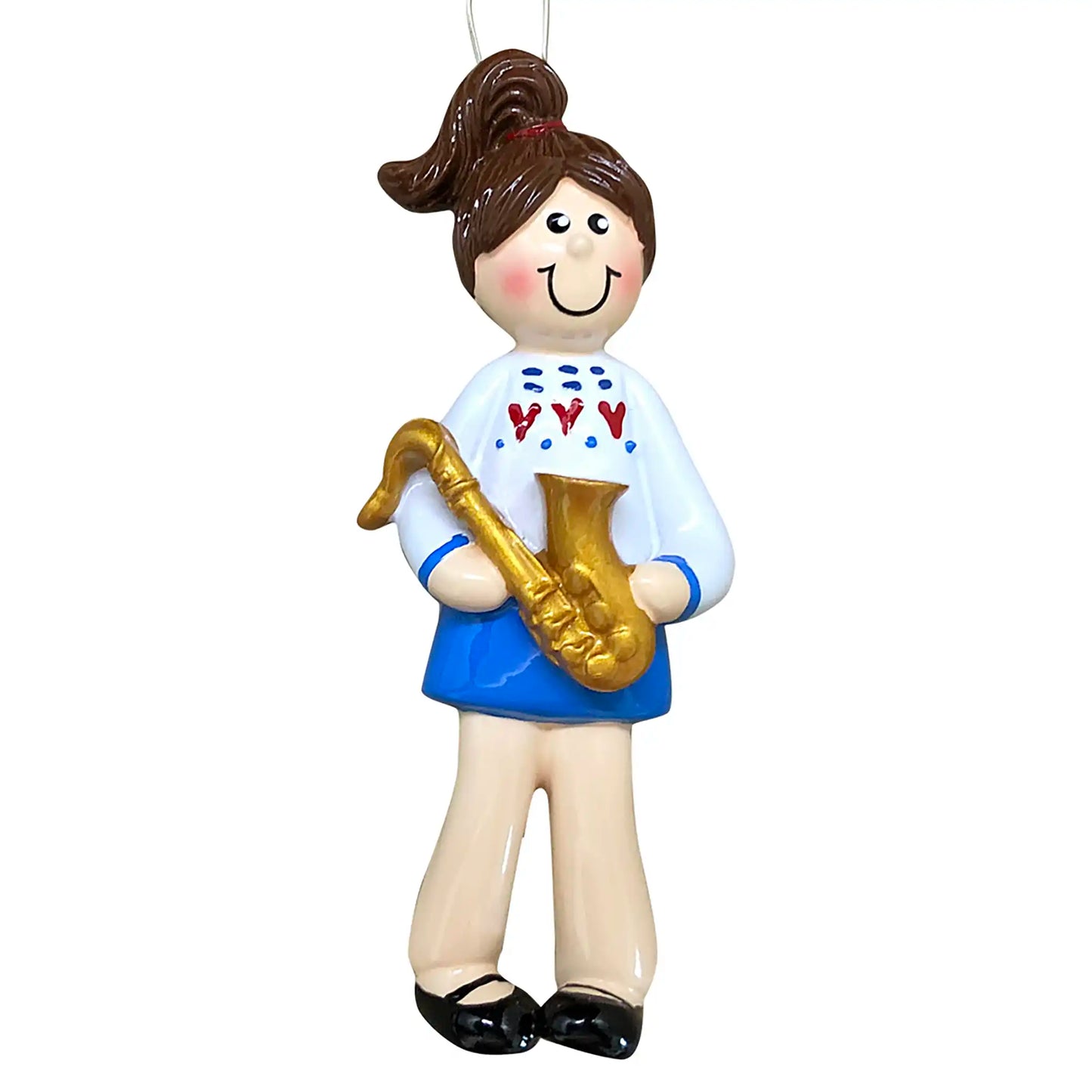 Saxophone Girl Christmas Ornament