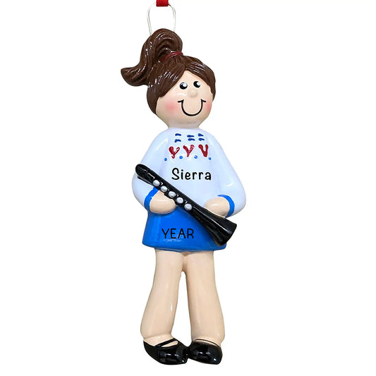 Clarinet Girl Christmas Ornament