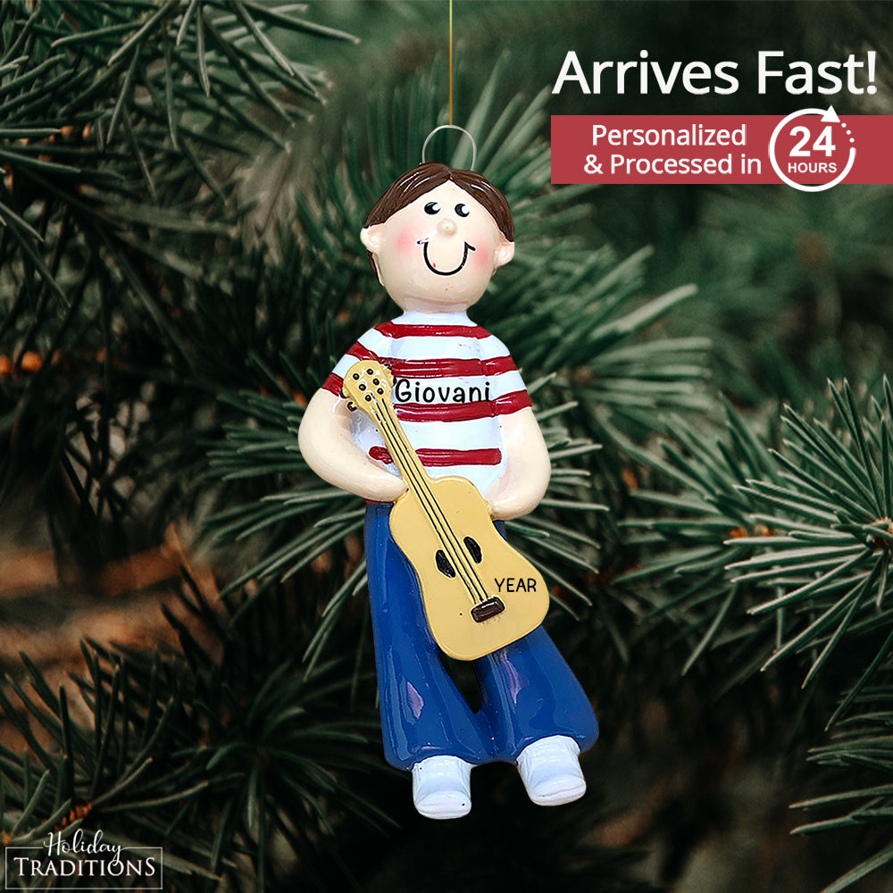 Guitar Boy Christmas Ornament