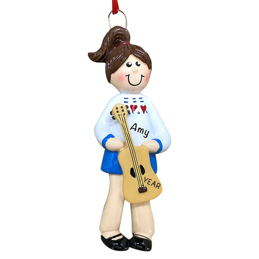 Guitar Girl Christmas Ornament