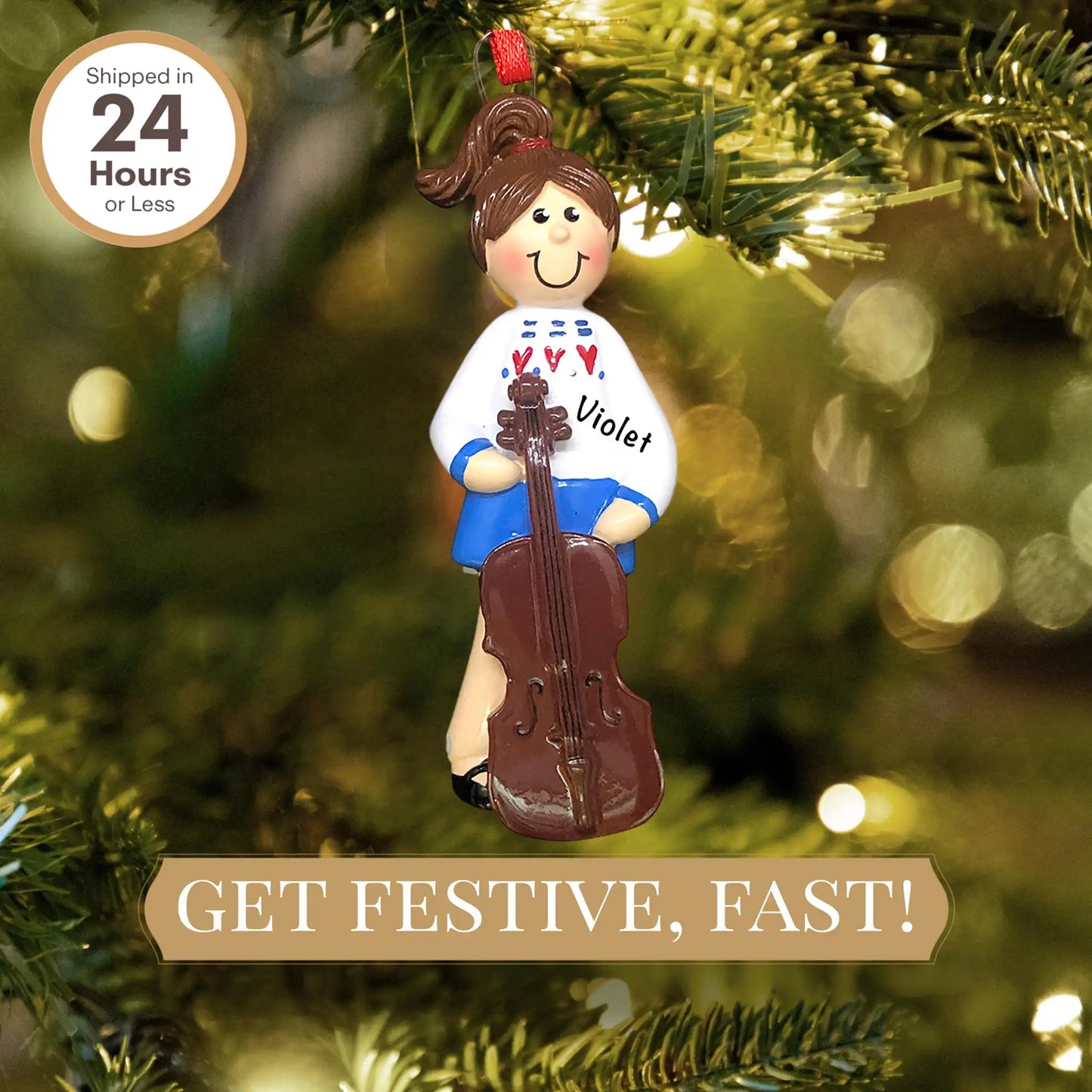 Cello Girl Christmas Ornament