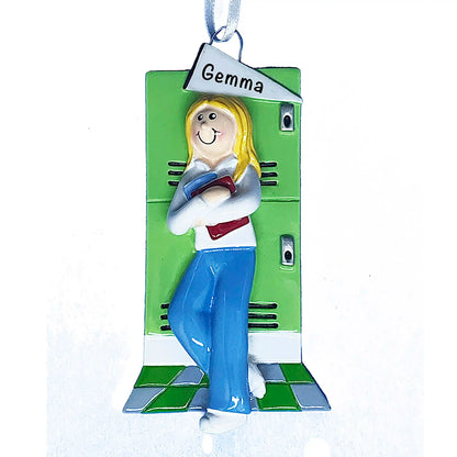 College / School Girl Blonde Christmas Ornament