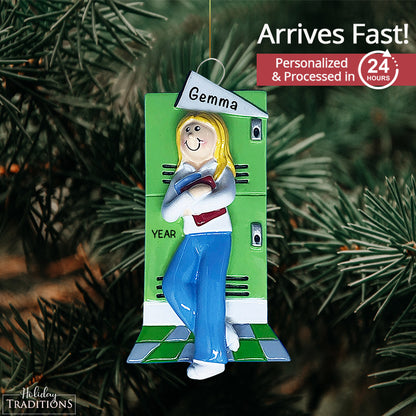 College / School Girl Blonde Christmas Ornament