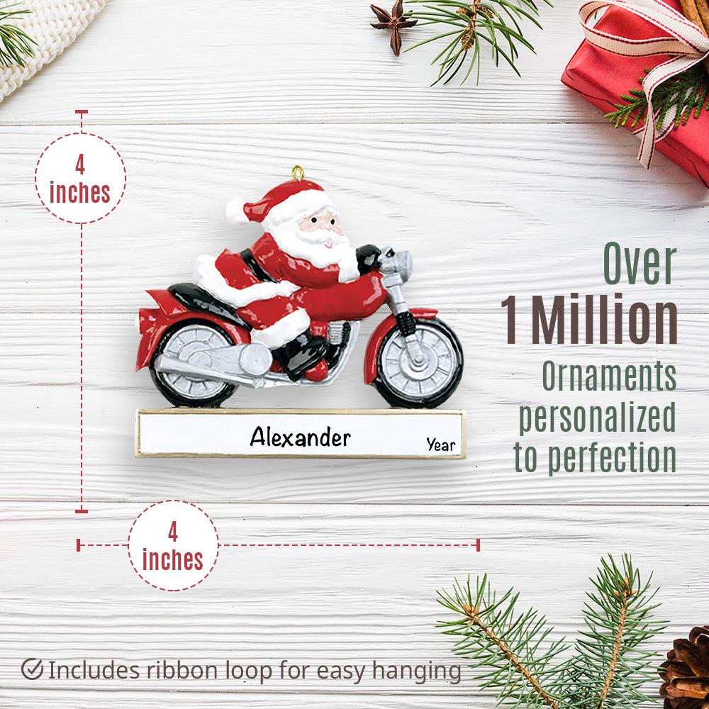 Santa Motorcycle Christmas Ornament