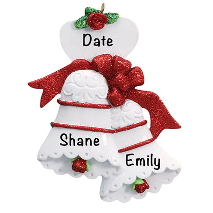 Wedding Bells Red Personalized Ornament